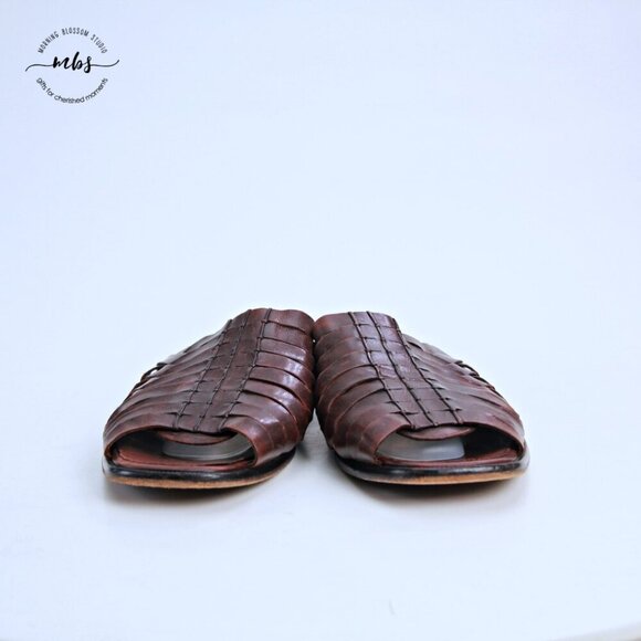 Cole Hann Woven Leather Slip On Sandals Brown‎ Men 13 main image 12